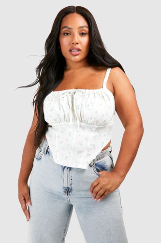 Womens Plus Tie Front Ditsy Corset Top - - 22 - boohoo - Modalova