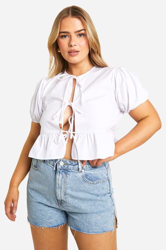 Womens Plus Bow Tie Cotton Smock Top - - 20 - boohoo - Modalova