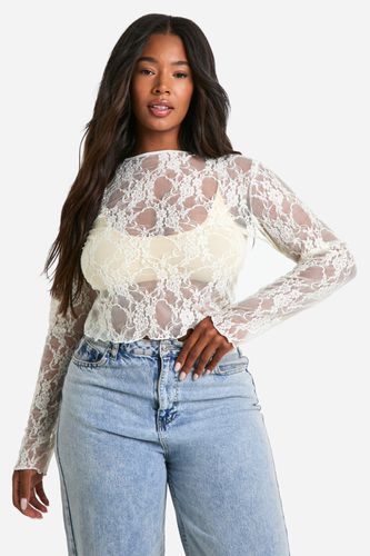 Womens Plus Lace Top - White - 26 - boohoo - Modalova