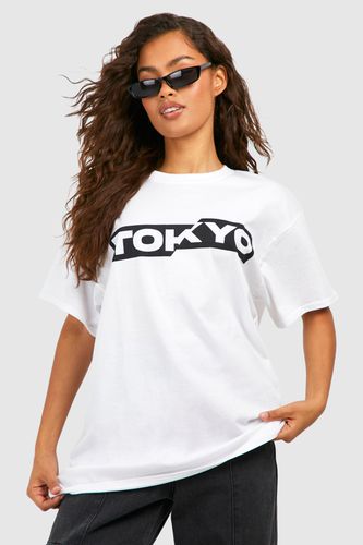 Womens Oversized Tokyo Chest Print Cotton Tee - - L - boohoo - Modalova