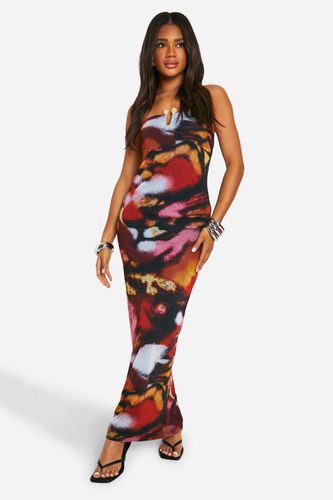 Womens Blur Print Strappy Back Midaxi Dress - - 10 - boohoo - Modalova
