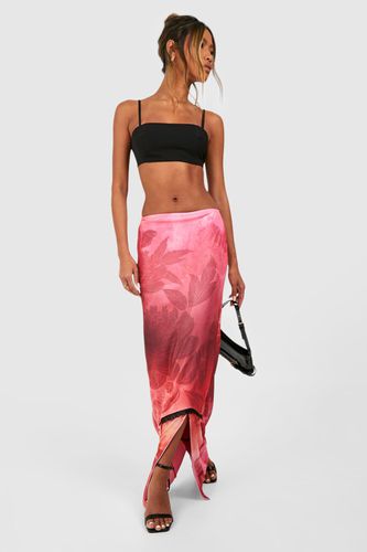 Womens Mesh Floral Lace Tiered Maxi Skirt - - 10 - boohoo - Modalova