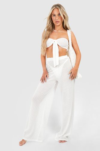 Womens Knitted Bandeau Top & Trouser Beach Co-ord - - S - boohoo - Modalova