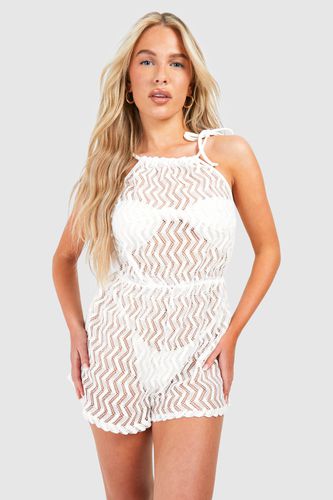 Womens Zig Zag Lace Beach Playsuit - - S - boohoo - Modalova