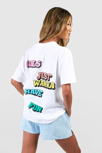 Womens Girls Just Wanna Have Fun Back Printed Oversized T-shirt - - S - boohoo - Modalova