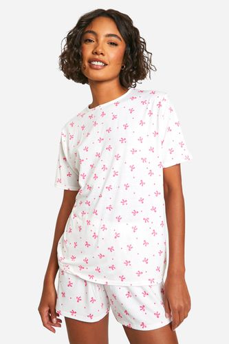 Womens Tall Bow Print Pj Short Set - - 14 - boohoo - Modalova