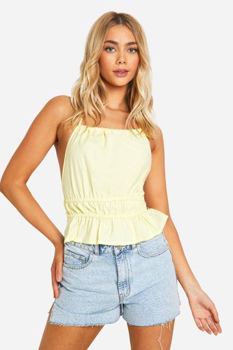 Womens Linen Halterneck Backless Cami - - 12 - boohoo - Modalova