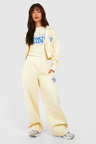 Womens Dsgn Studio Sports Club Bubble Slogan Straight Leg Jogger - - L - boohoo - Modalova