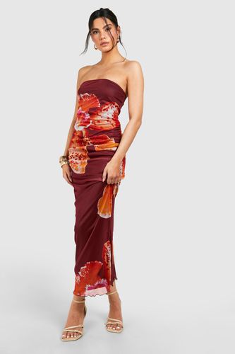 Womens Tropical Mesh Bandeau Maxi Dress - - 10 - boohoo - Modalova