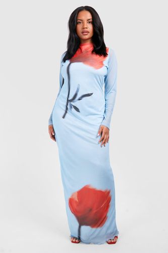 Womens Plus Floral Mesh Low Back Maxi Dress - - 20 - boohoo - Modalova