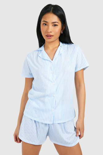 Womens Petite Pinstripe Pyjama Set - - 16 - boohoo - Modalova