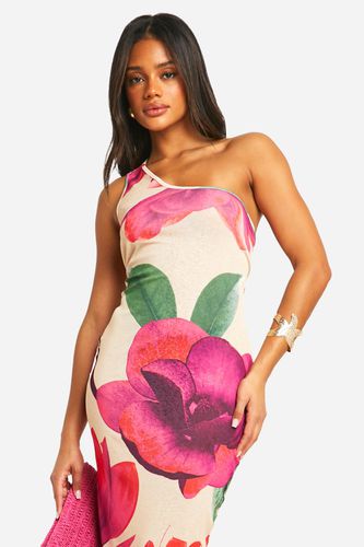 Womens Sheer Floral One Shoulder Open Back Maxi Dress - - 10 - boohoo - Modalova