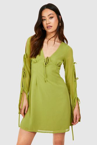 Womens Tall Chiffon Tie Sleeve Mini Dress - - 14 - boohoo - Modalova