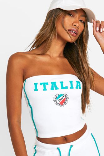 Womens Italia Slogan Bandeau Top And Trouser Set - - 10 - boohoo - Modalova