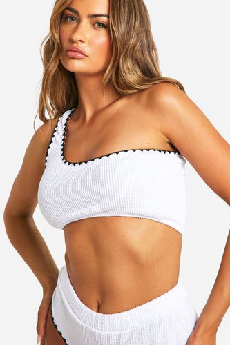 Womens Crinkle Contrast Edge One Shoulder Bikini Top - - 14 - boohoo - Modalova