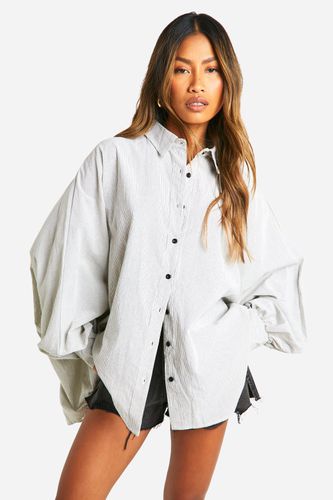 Womens Fine Stripe Volume Sleeve Oversized Shirt - - 8 - boohoo - Modalova