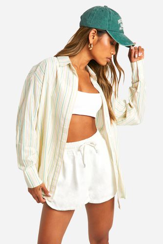 Womens Multi Stripe Oversized Shirt - - 10 - boohoo - Modalova