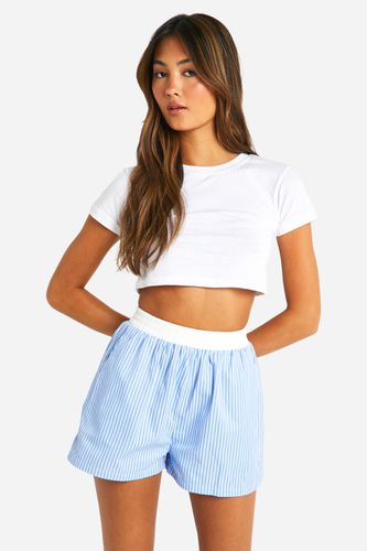 Womens Contrast Waistband Striped Boxer Short - - 14 - boohoo - Modalova