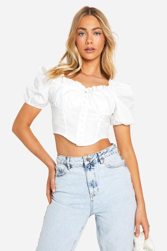 Womens Volume Sleeve Cotton Poplin Corset - - 12 - boohoo - Modalova