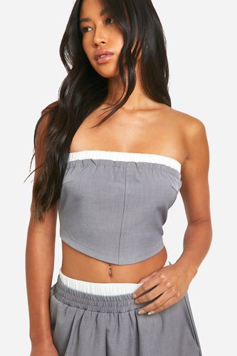 Womens Contrast Bandeau Corset - - 16 - boohoo - Modalova