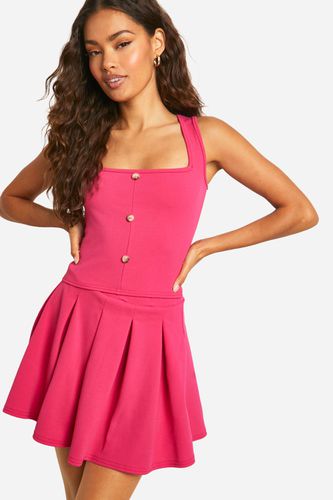 Womens Stretch Crepe Square Neck Corset - - 8 - boohoo - Modalova