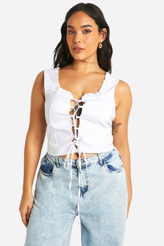 Womens Plus Bengaline Lace Up Corset Top - - 16 - boohoo - Modalova