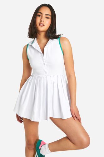 Womens Mini Tennis Pleated Skort Contrast Playsuit - - 14 - boohoo - Modalova