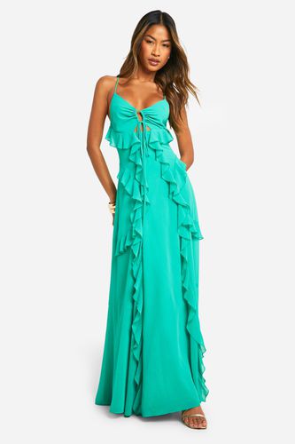 Womens Strappy Cut Out Ruffle Front Maxi Dress - - 16 - boohoo - Modalova