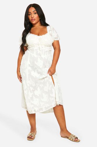 Womens Plus Burnout Milkmaid Midi Dress - - 20 - boohoo - Modalova