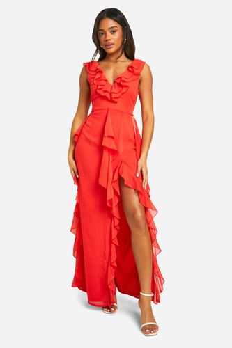 Womens Ruffe Detail Maxi Dress - - 14 - boohoo - Modalova