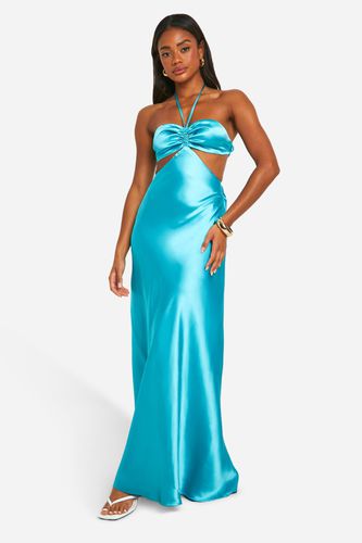 Womens Bandeau Satin Cut Out Maxi Dress - - 10 - boohoo - Modalova