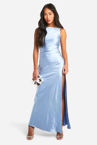 Womens Bridesmaid Satin Slash Neck Maxi Dress - - 14 - boohoo - Modalova