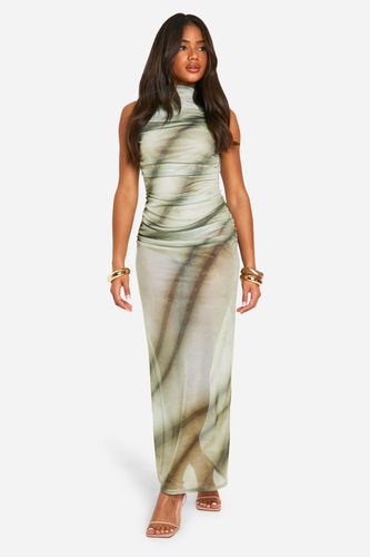 Womens Printed Mesh Maxi Dress - - 12 - boohoo - Modalova