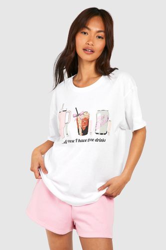 Womens Three Drinks Slogan Oversized T-shirt - - M - boohoo - Modalova