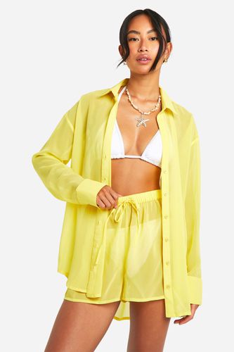 Womens Chiffon Shirt & Short Beach Co-ord - - M - boohoo - Modalova