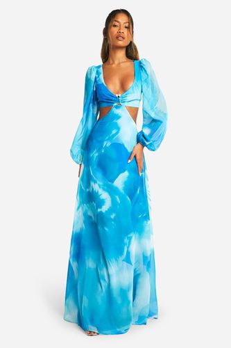 Womens Chiffon Print Pearl Trim Maxi Dress - - 10 - boohoo - Modalova