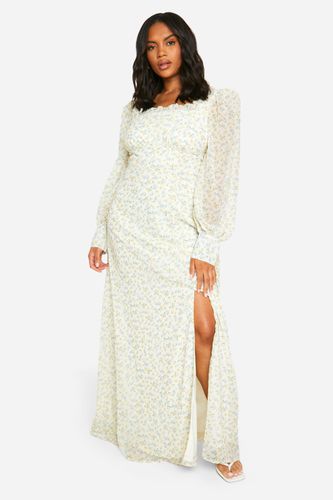 Womens Plus Floral Corset Detail Maxi Milkmaid Dress - - 16 - boohoo - Modalova