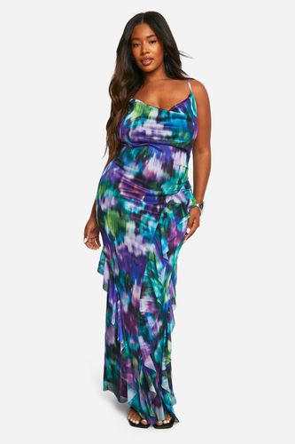 Womens Plus Floral Mesh Ruffle Maxi Dress - - 20 - boohoo - Modalova