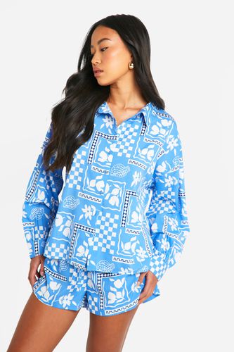 Womens Printed Oversized Shirt - - 16 - boohoo - Modalova