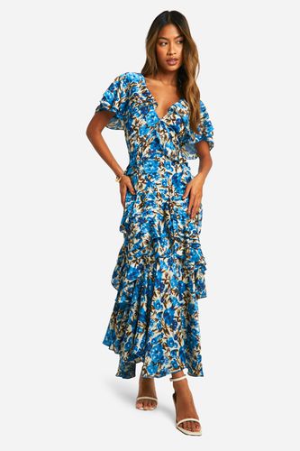 Womens Floral Frill Detail Ruffle Maxi Dress - - 10 - boohoo - Modalova