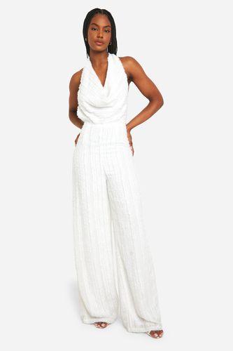 Womens Tall Cowl Textured Wide Leg Jumpsuit - - 8 - boohoo - Modalova