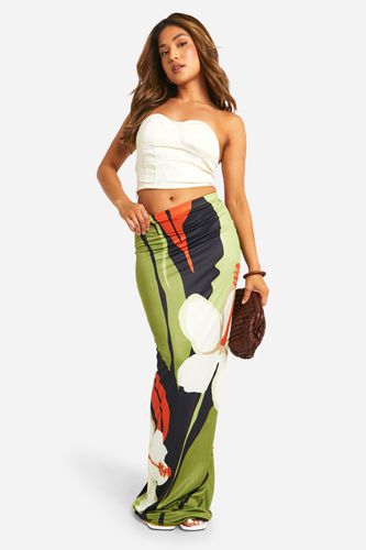 Womens Tall Abstract Printed Slinky Maxi Skirt - - 10 - boohoo - Modalova