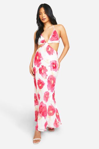 Womens Petite Chiffon Jacquard Floral Cut Out Maxi Dress - - 14 - boohoo - Modalova