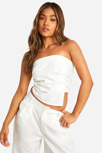 Womens Petite Tailored Bandeau Linen Look Top - - 16 - boohoo - Modalova