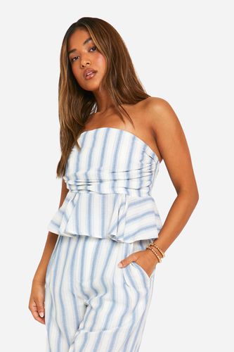 Womens Petite Stripe Draped Bandeau Top - - 10 - boohoo - Modalova