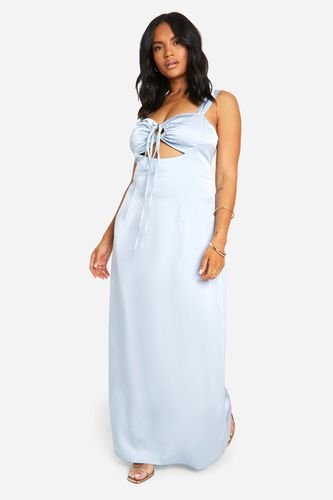 Womens Plus Satin Tie Front Maxi Dress - - 22 - boohoo - Modalova