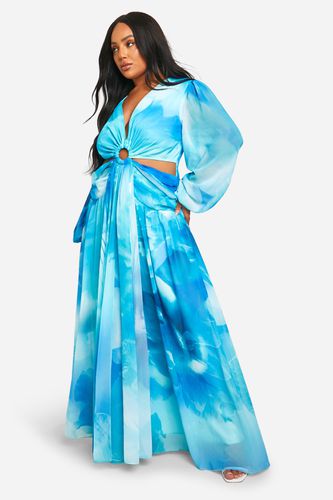 Womens Plus Printed Chiffon Cut Out Maxi Dress - - 16 - boohoo - Modalova