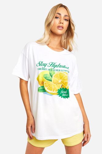 Womens Lemon T-shirt - White - L - boohoo - Modalova