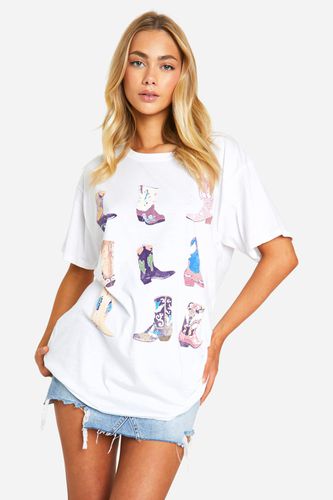 Womens Multi Cowboy Boot Oversized T-shirt - - XL - boohoo - Modalova