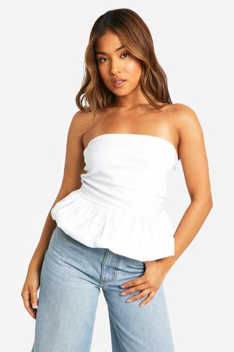 Womens Petite Bandeau Puffball Peplum Top - - 12 - boohoo - Modalova